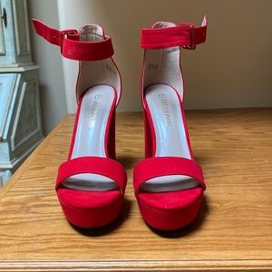 Red Chunky Heels